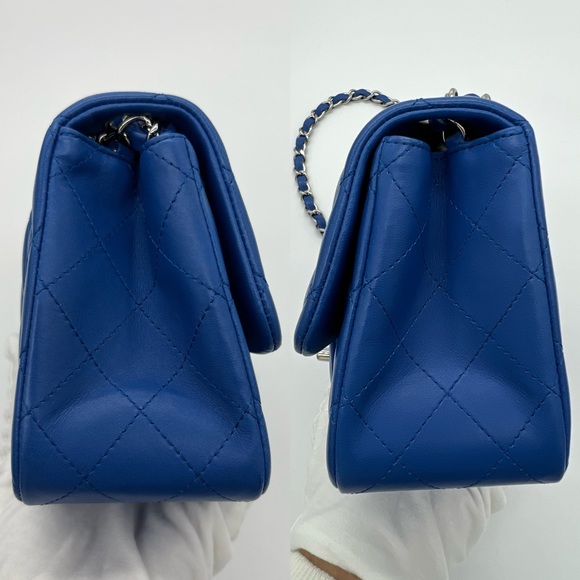 Authentic Chanel Classic quilted Royal blue in lambskin Mini square flap - Picture 9 of 17